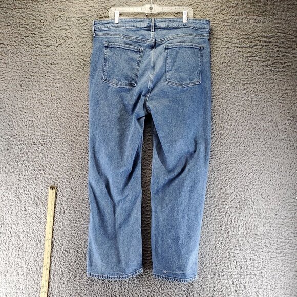 Old Navy Jeans Womens 18 Blue Sky-High Wide Leg Distressed Cotton Denim - Picture 11 of 12